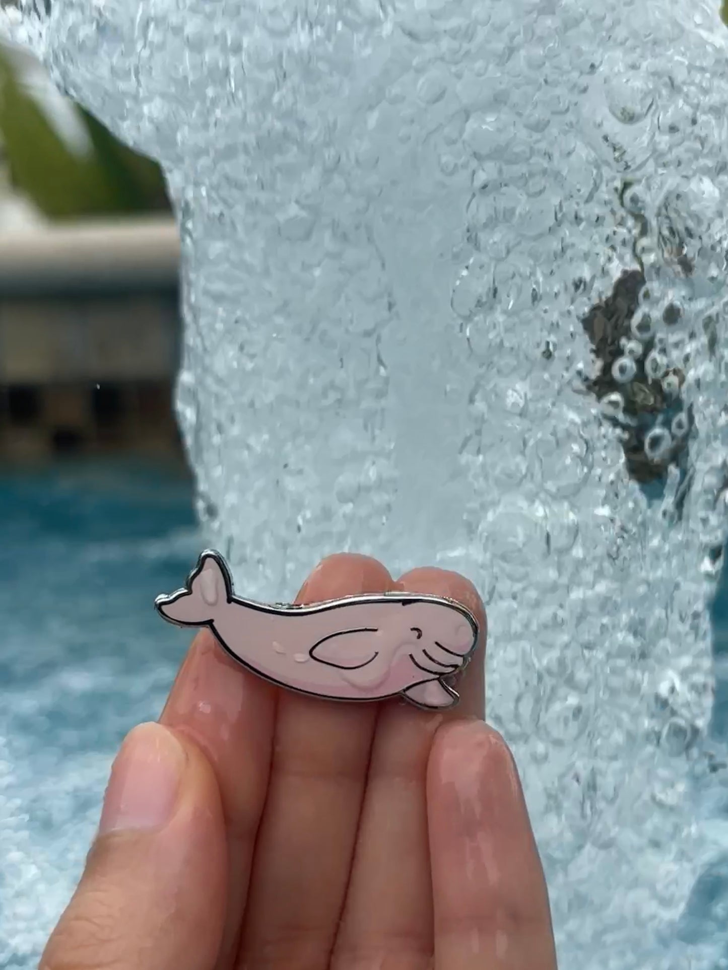 Pink beluga whale enamel pin • Patreon exclusive