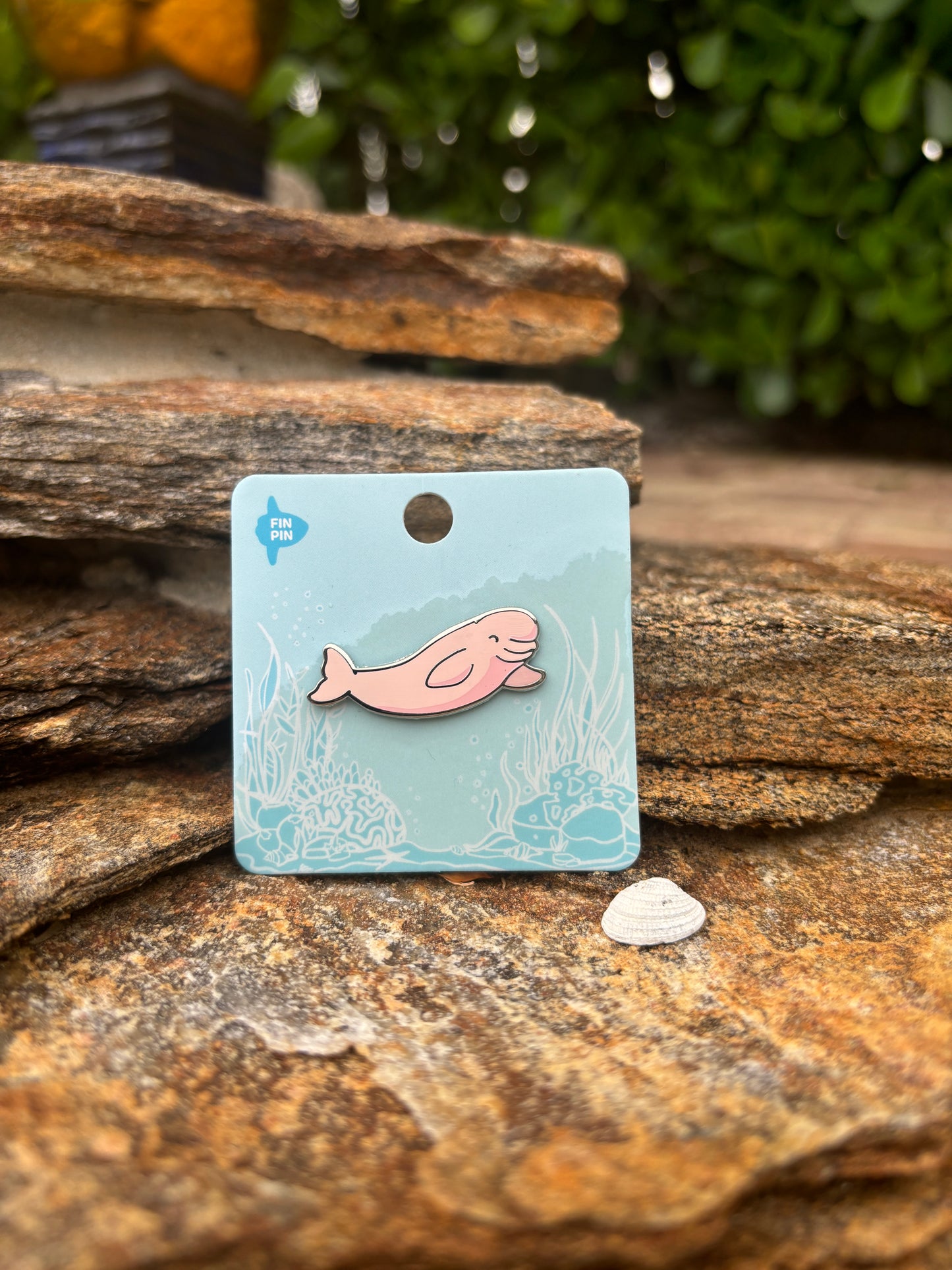 Pink beluga whale enamel pin • Patreon exclusive