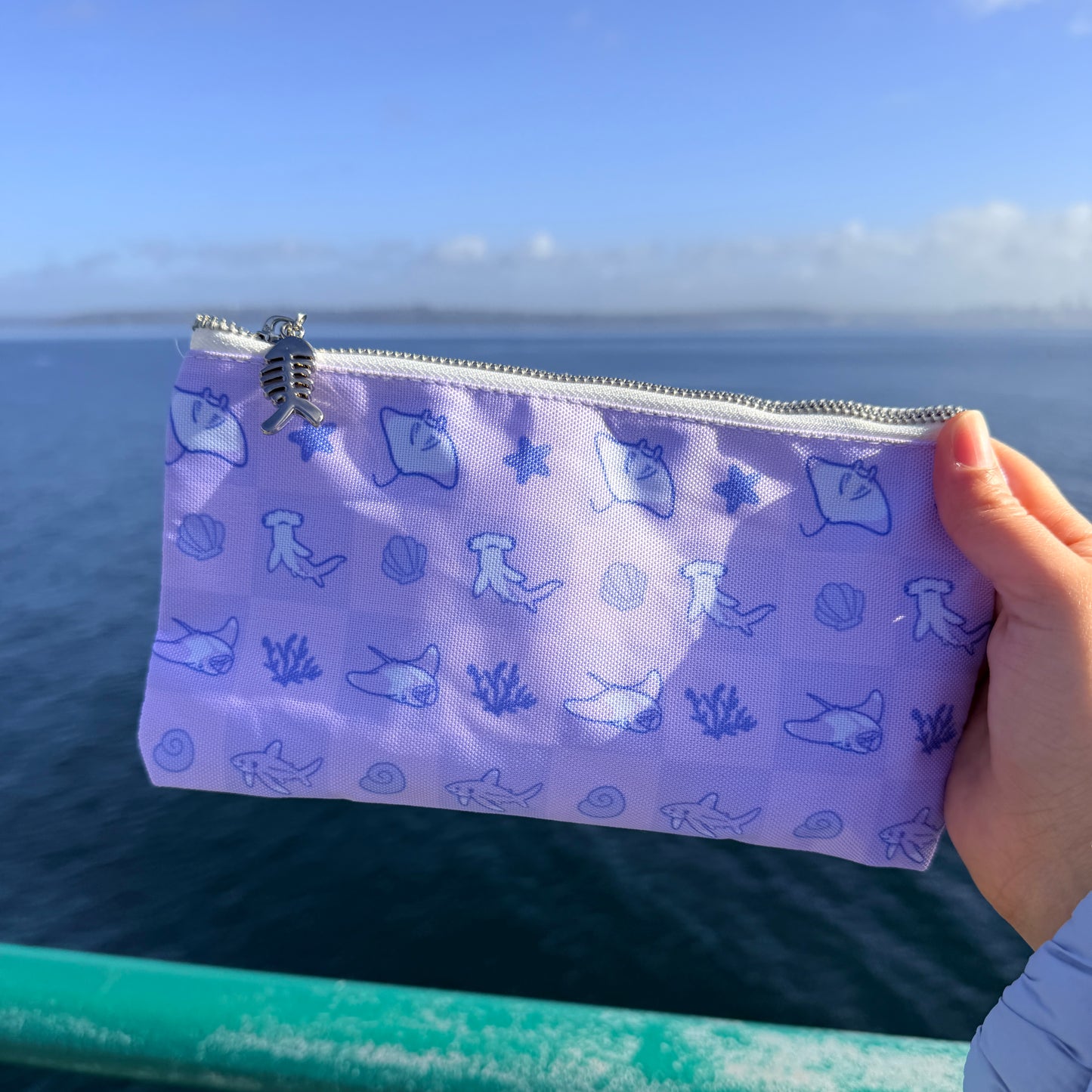 Shark and ray pencil/makeup pouch
