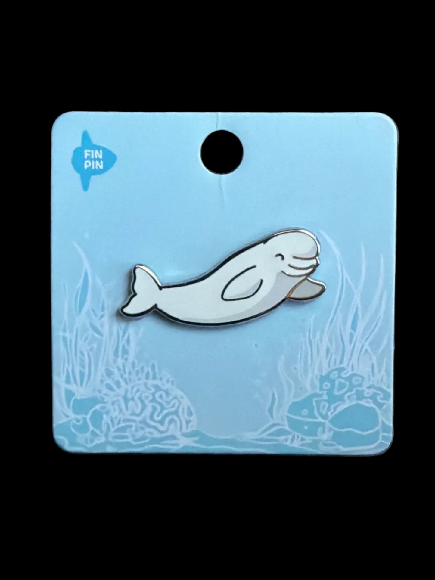 Beluga whale enamel pin
