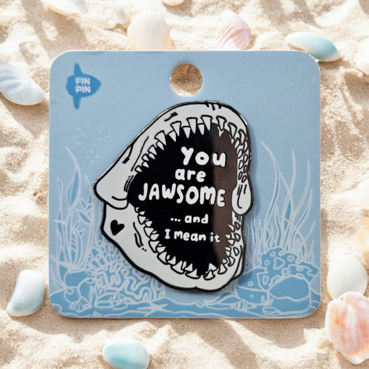 Affirmational shark jaw enamel pin (you are jawsome)