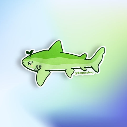September 2023 Patreon Sprout Leaf Shark Sticker