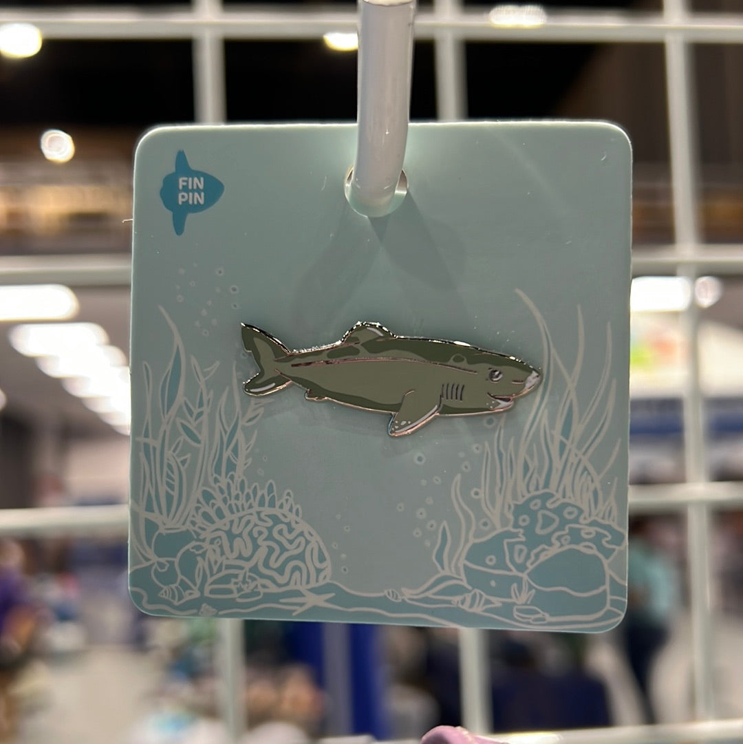 Greenland shark enamel pin