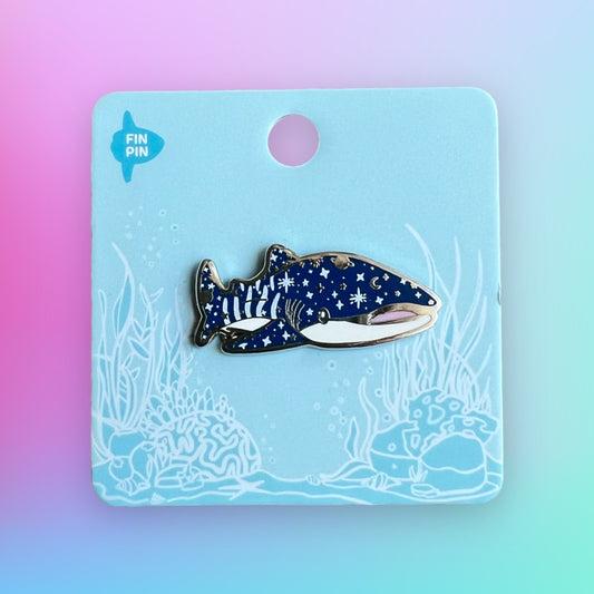 Celestial whale shark enamel pin
