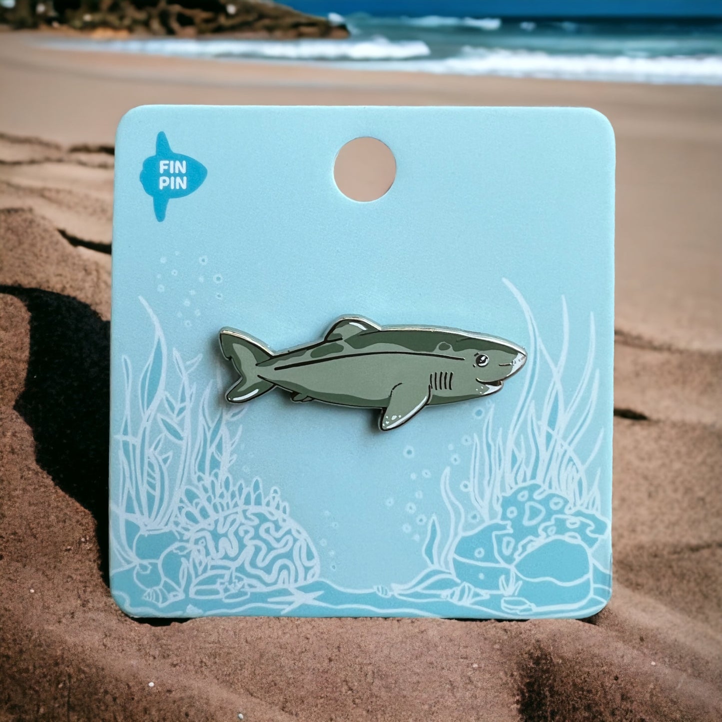 Greenland shark enamel pin