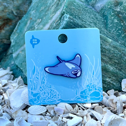 Manta ray enamel pin purple