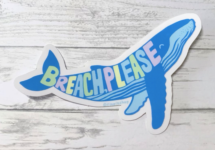 humpback whale breach please sticker - donation item