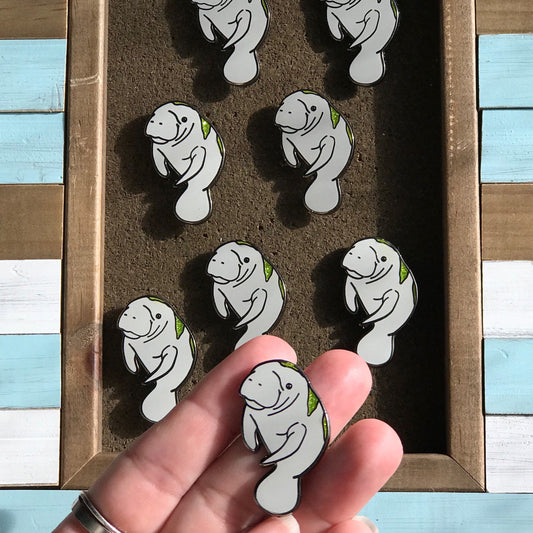 manatee enamel pin