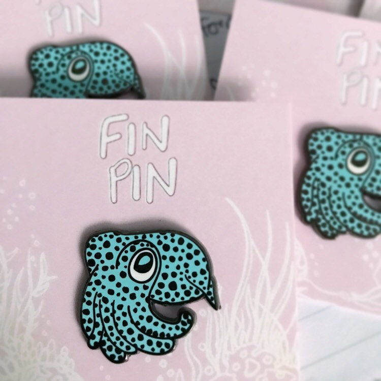 bobtail squid enamel pin