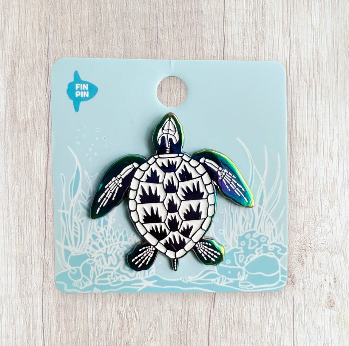 Patreon Rainbow Sea Turtle SkelePin