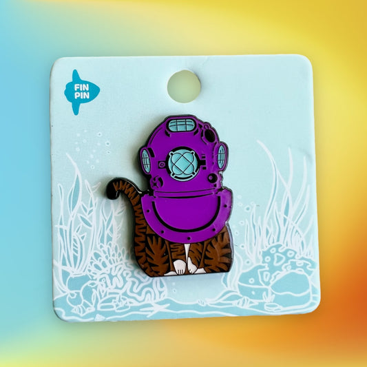 Aquacats • brown tabby cat enamel pin