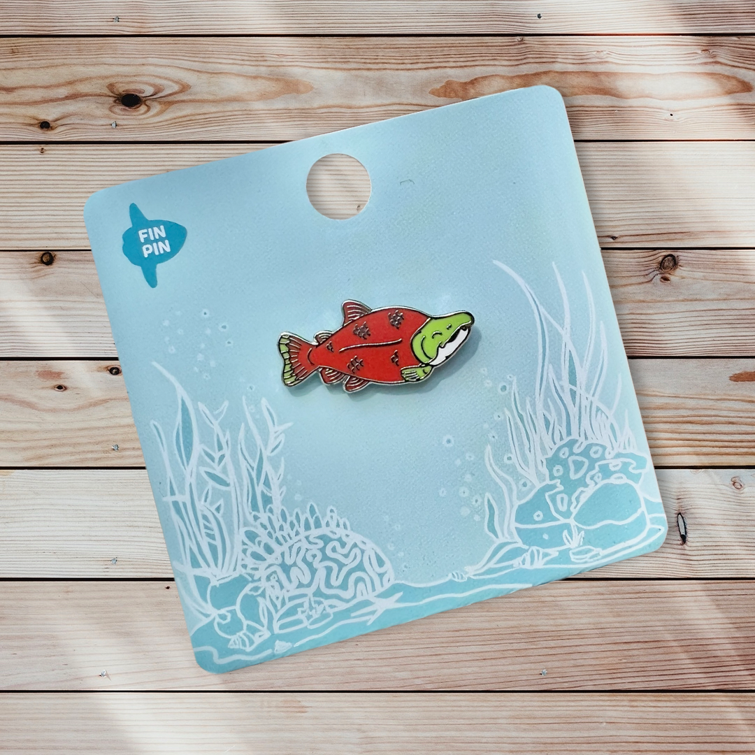 Sockeye salmon enamel pin