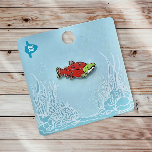 Sockeye salmon enamel pin