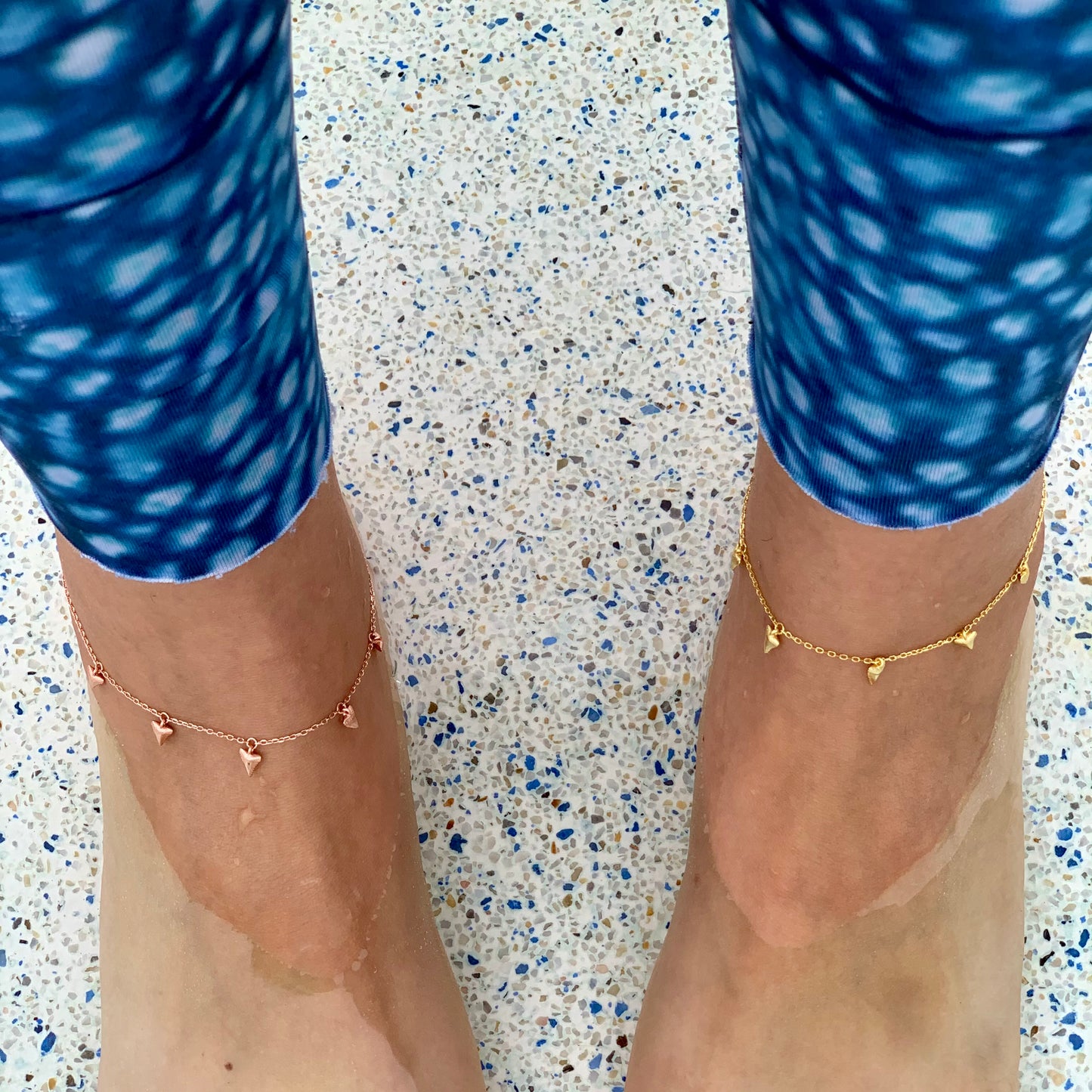 shark tooth anklet • rose gold