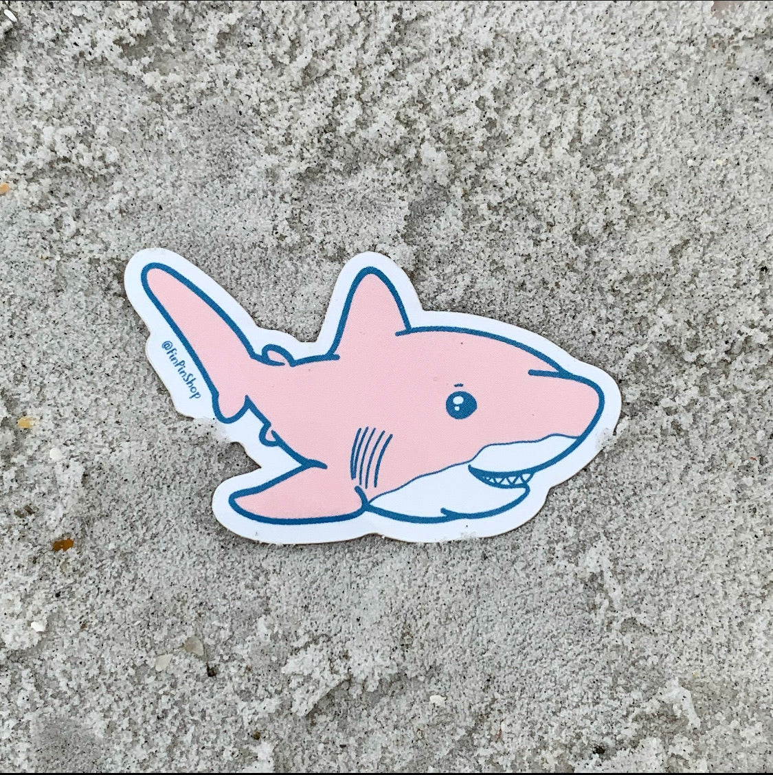 pink chubby shark sticker