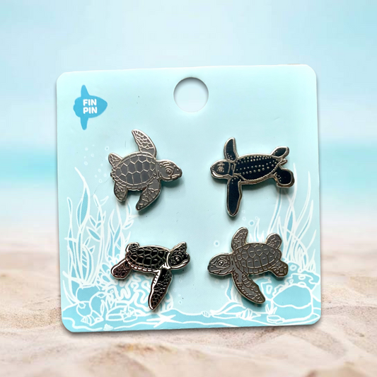 Sea turtle hatchlings mini pin set of 4