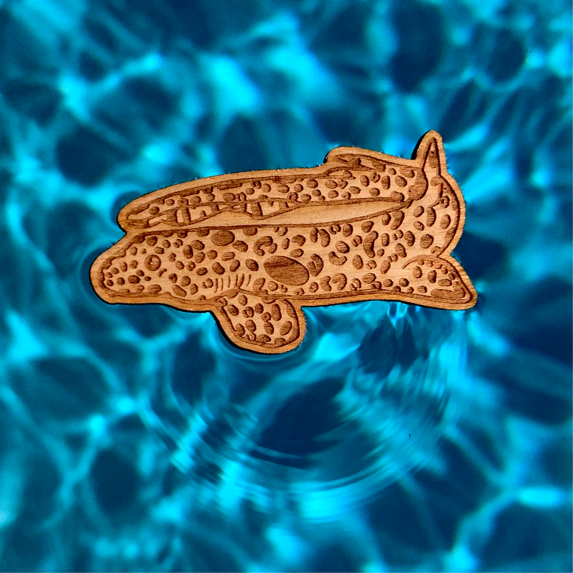 milne bay leopard epaulette shark eco-friendly wood pin