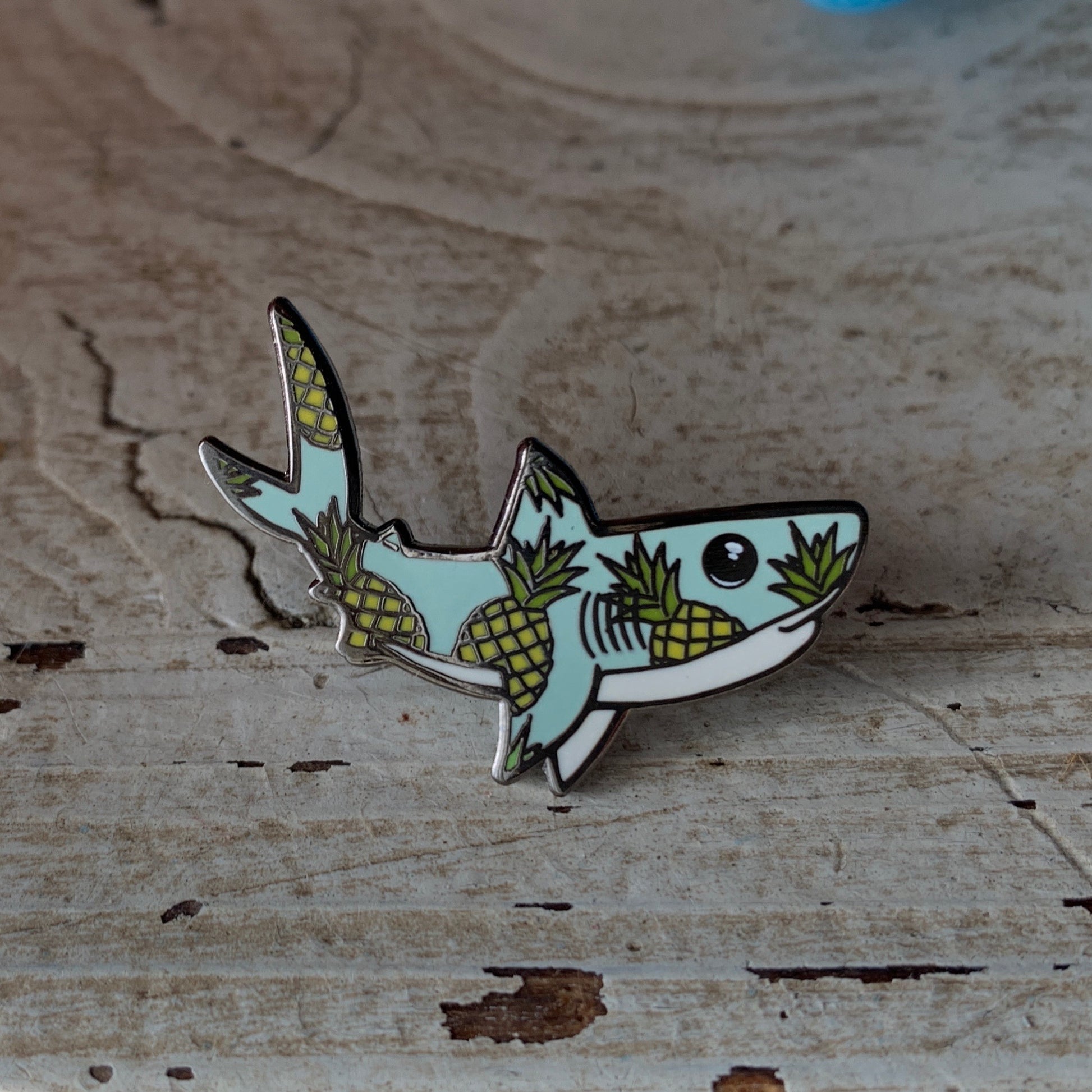pineapple shark hard enamel pin