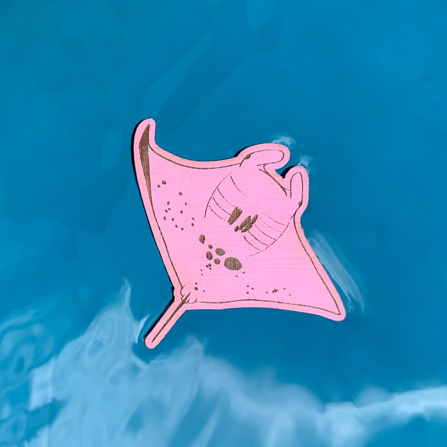 pink manta ray inspector clouseau eco-friendly wood pin