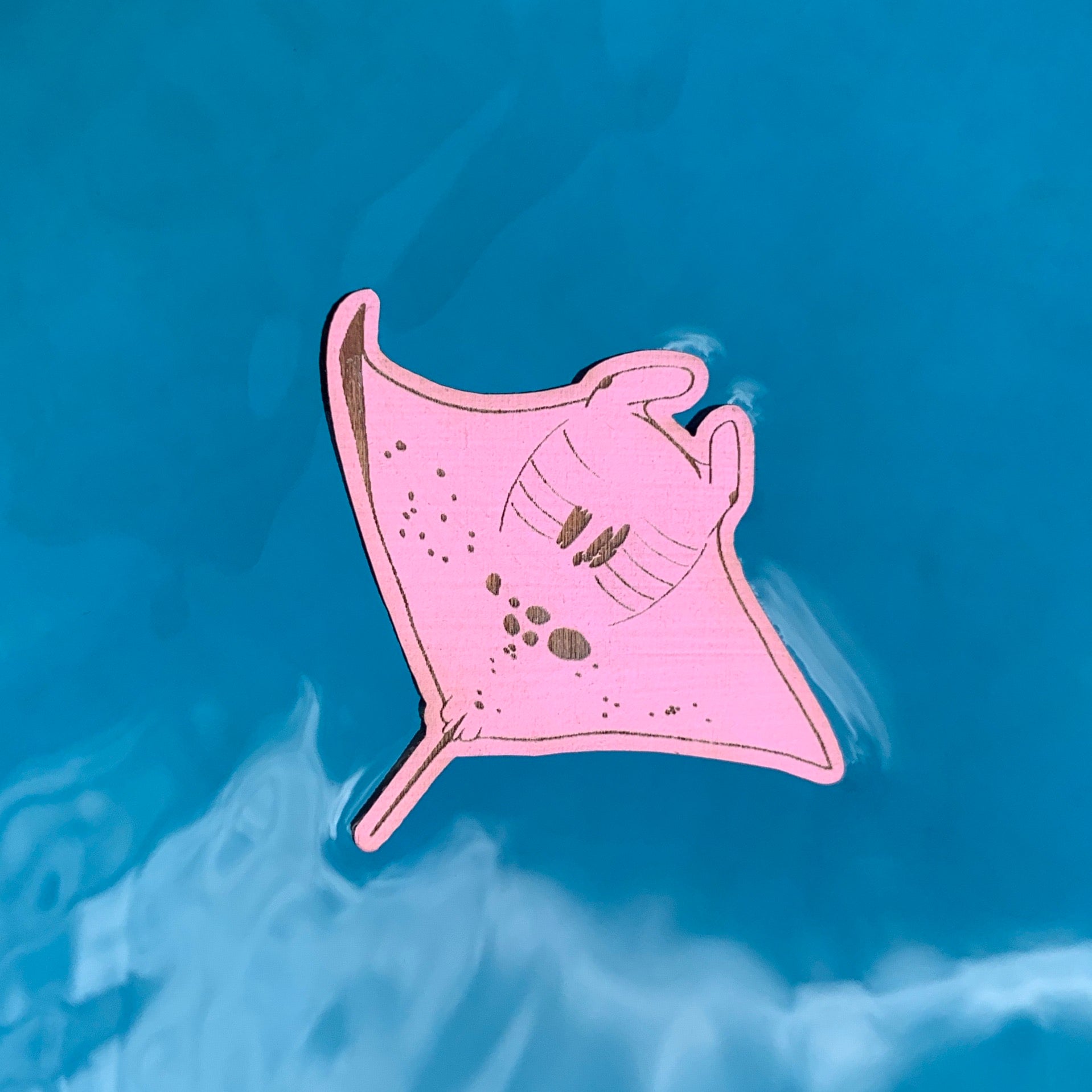 pink manta ray inspector clouseau eco-friendly wood pin
