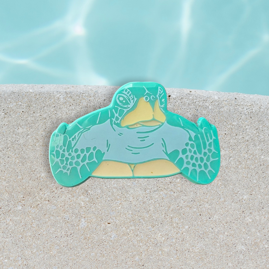 flips sake sea turtle enamel pin
