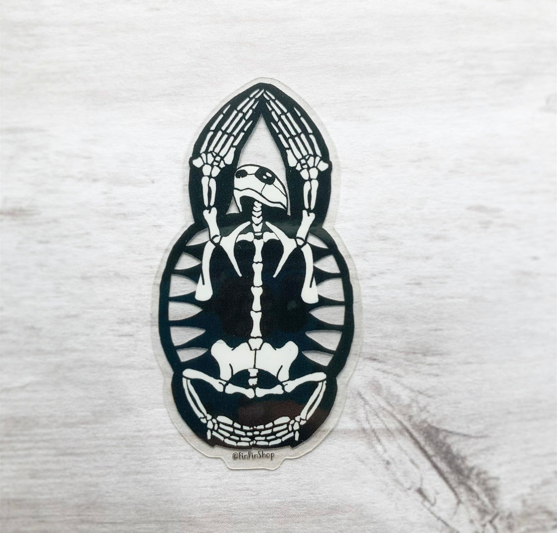 skeleton yoga sea turtle sticker