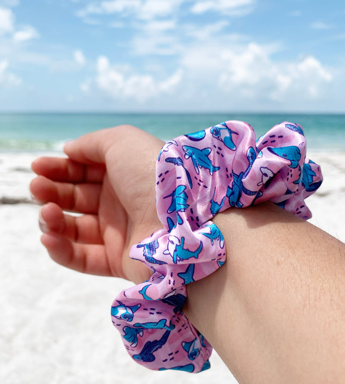 sharks & rays scrunchie