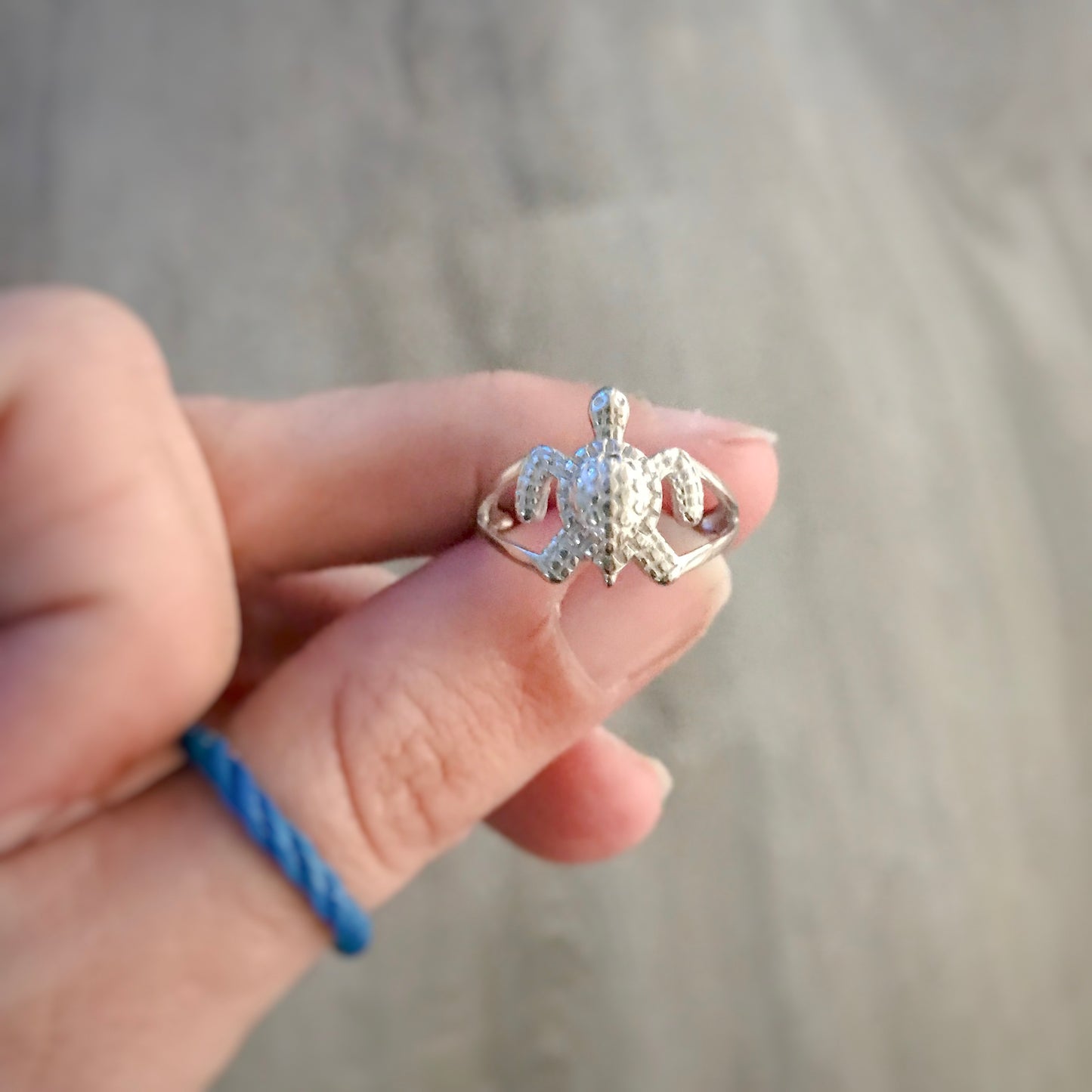 silver sea turtle ring