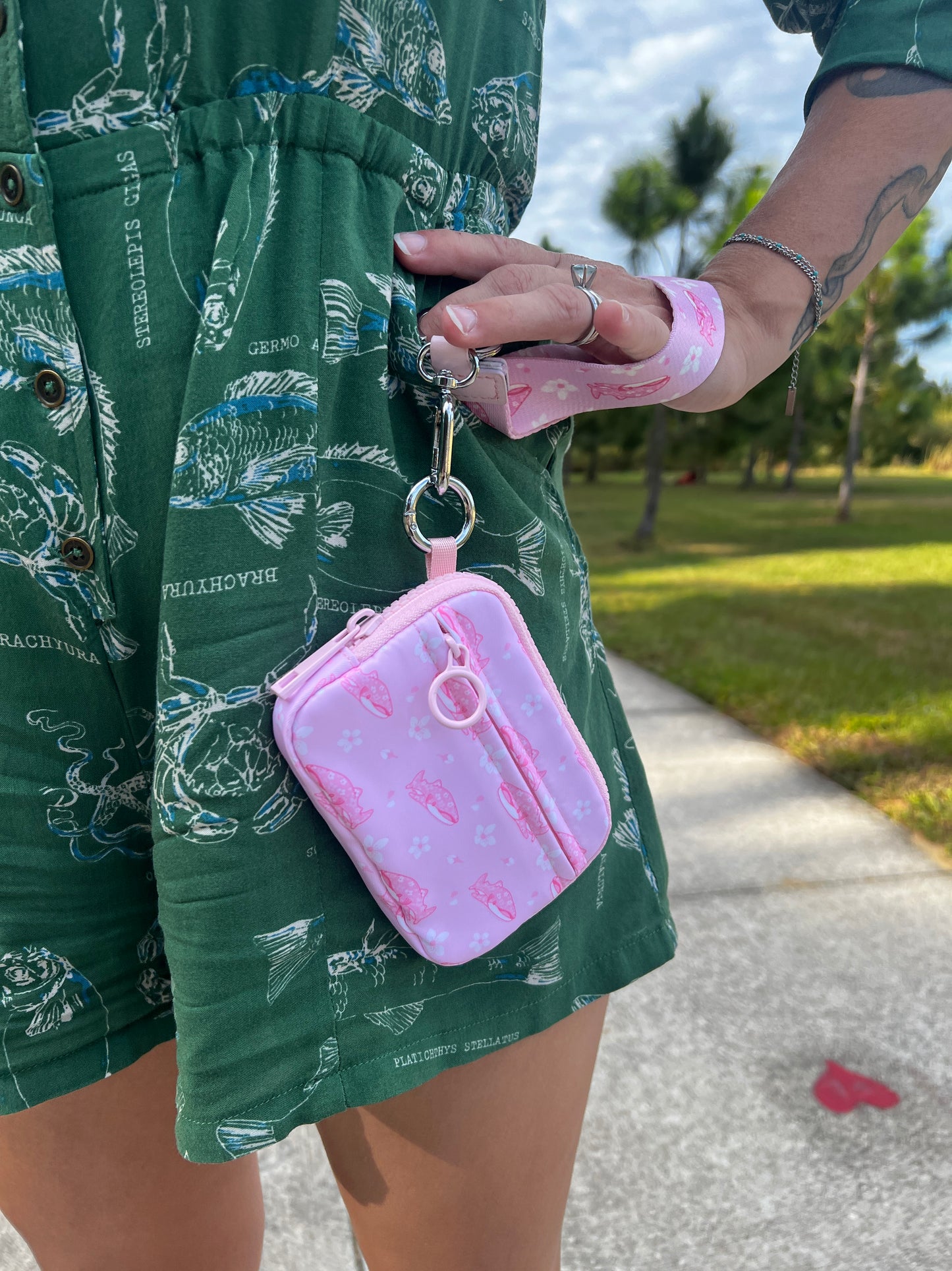 Cherry blossom whale shark • wristlet wallet purse