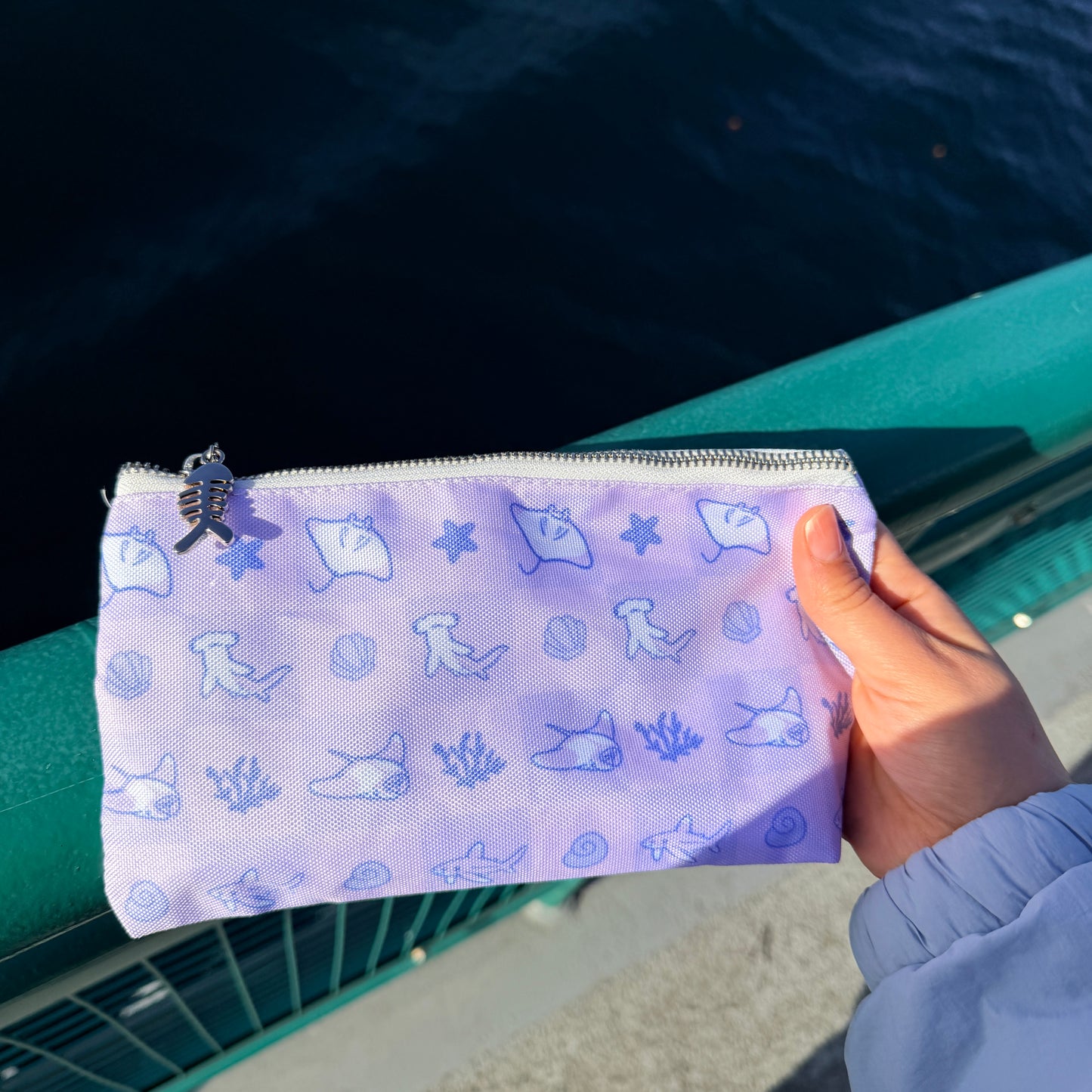 Shark and ray pencil/makeup pouch