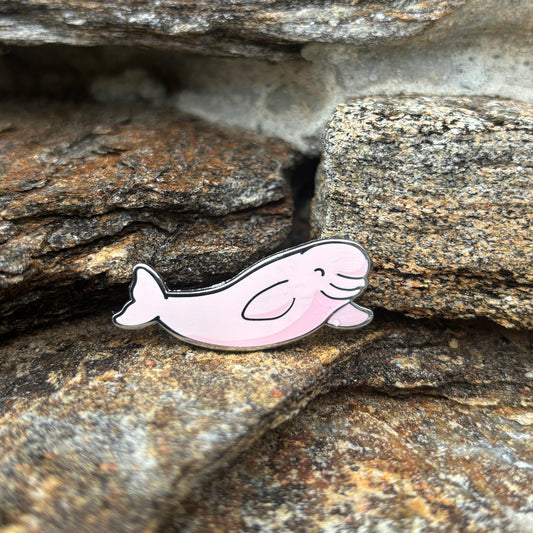 Pink beluga whale enamel pin • Patreon exclusive