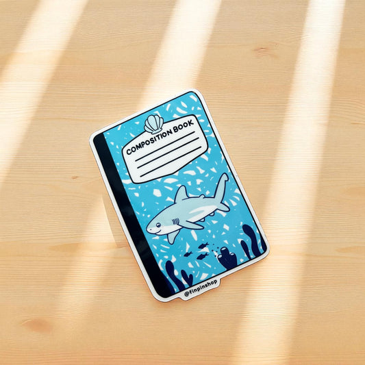 August 2025 Patreon • Composition notebook shark sticker