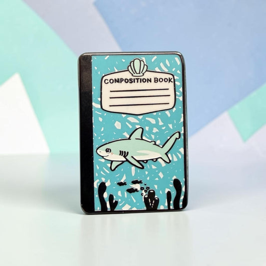 Shark Composition Notebook Pin • July Patreon design