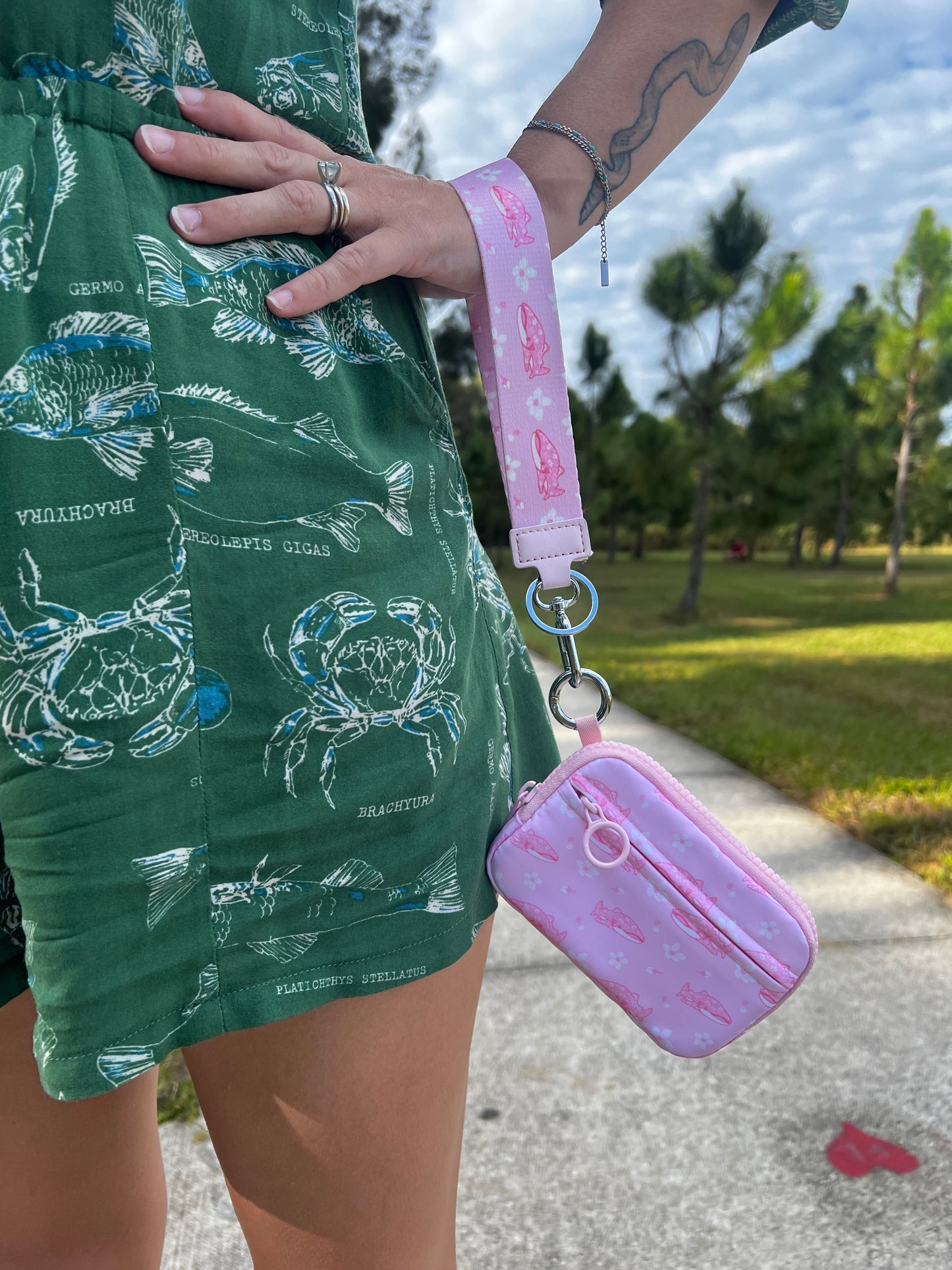 Cherry blossom whale shark • wristlet wallet purse