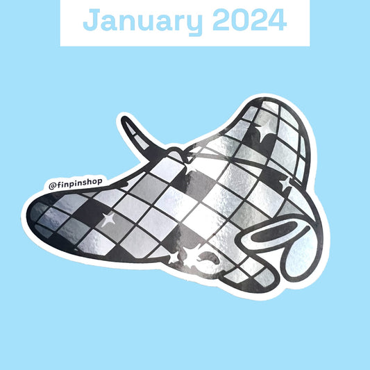 Jan 2024 Patreon Disco Manta Ray Sticker