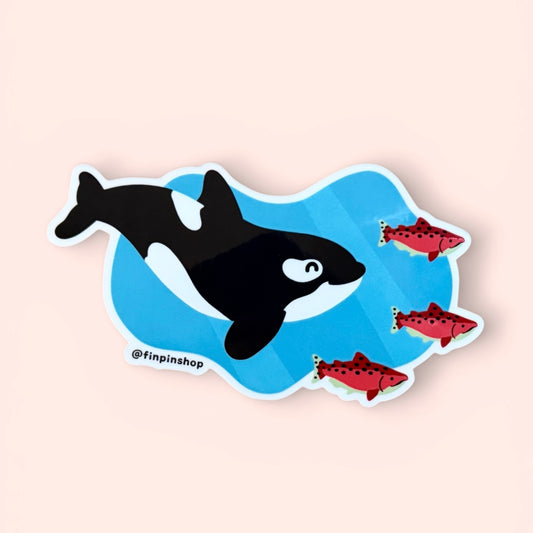 April 2026 Patreon • Orca and salmon sticker