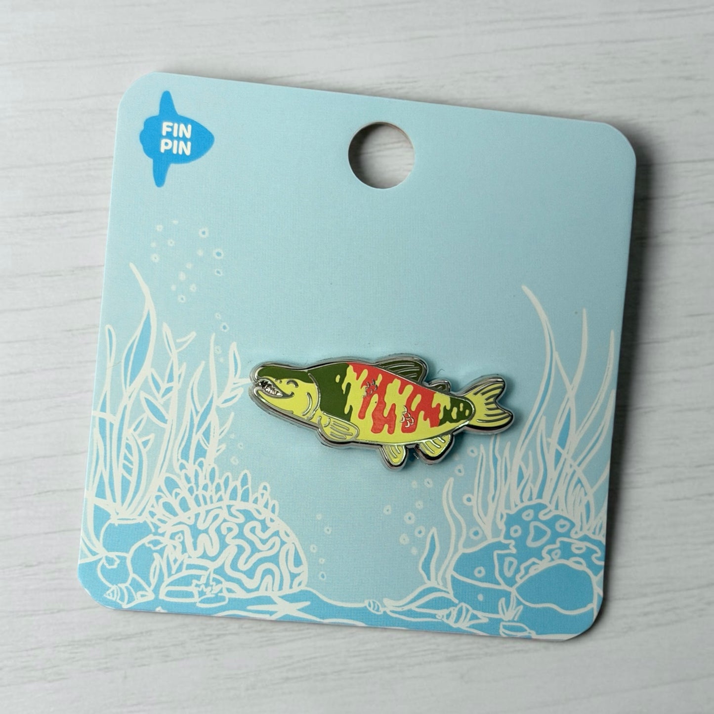Chum salmon enamel pin