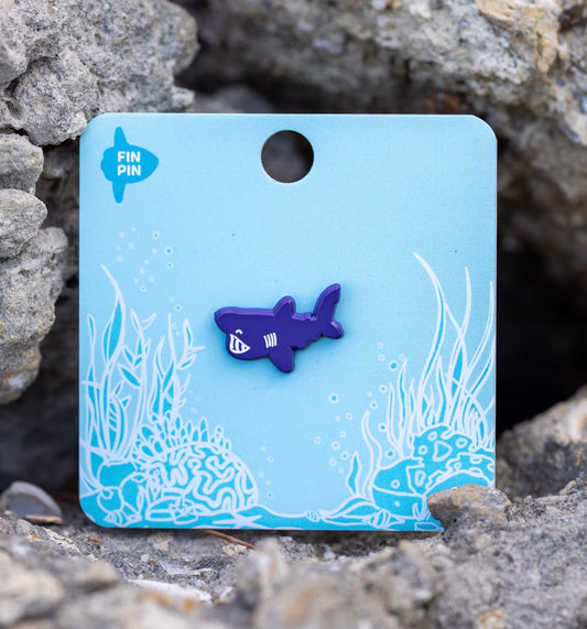 Mini basking shark enamel pin