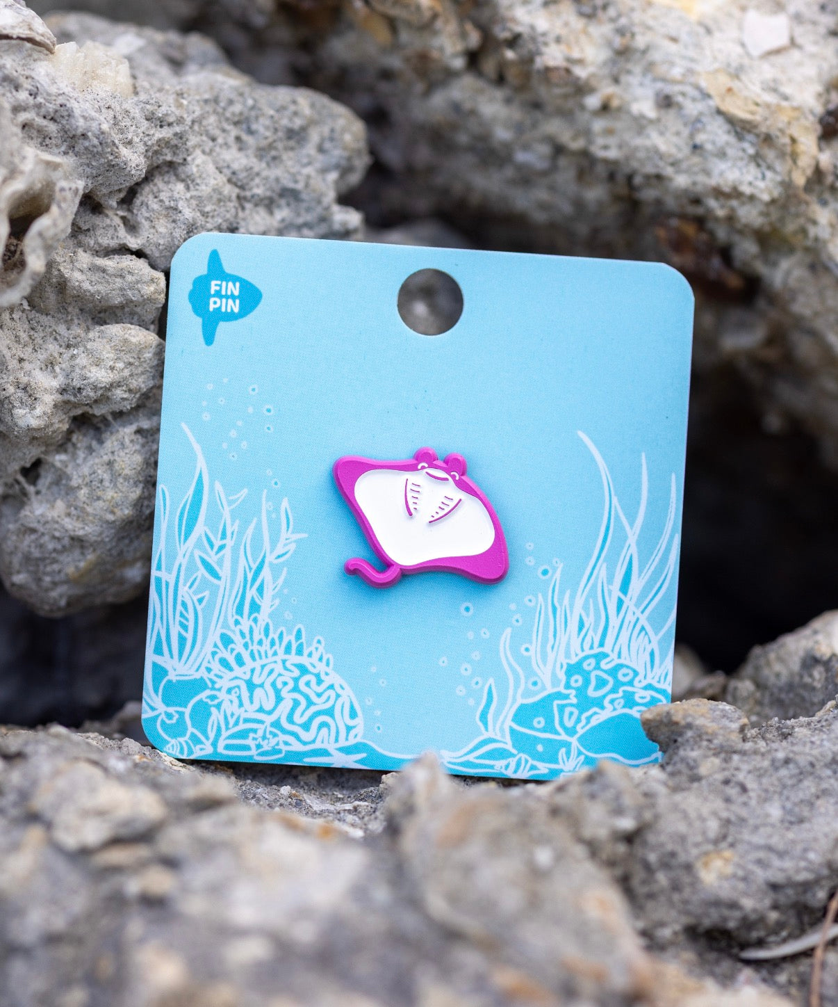 Mini mobula ray enamel pin