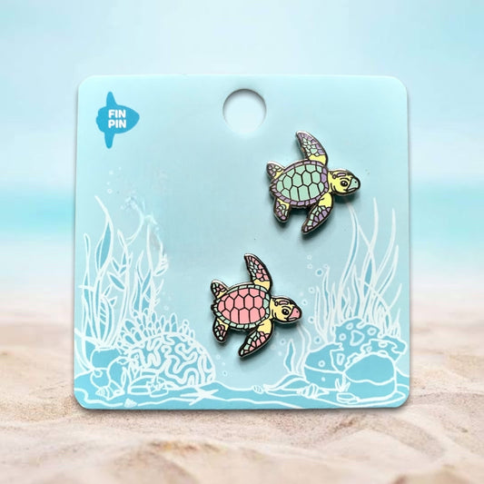 Loggerhead sea turtle hatchlings mini pin set