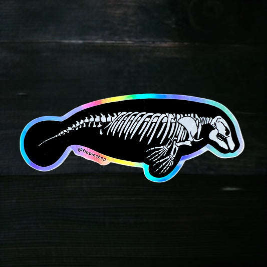 Oct 2024 Patreon holographic manatee skeleton Sticker