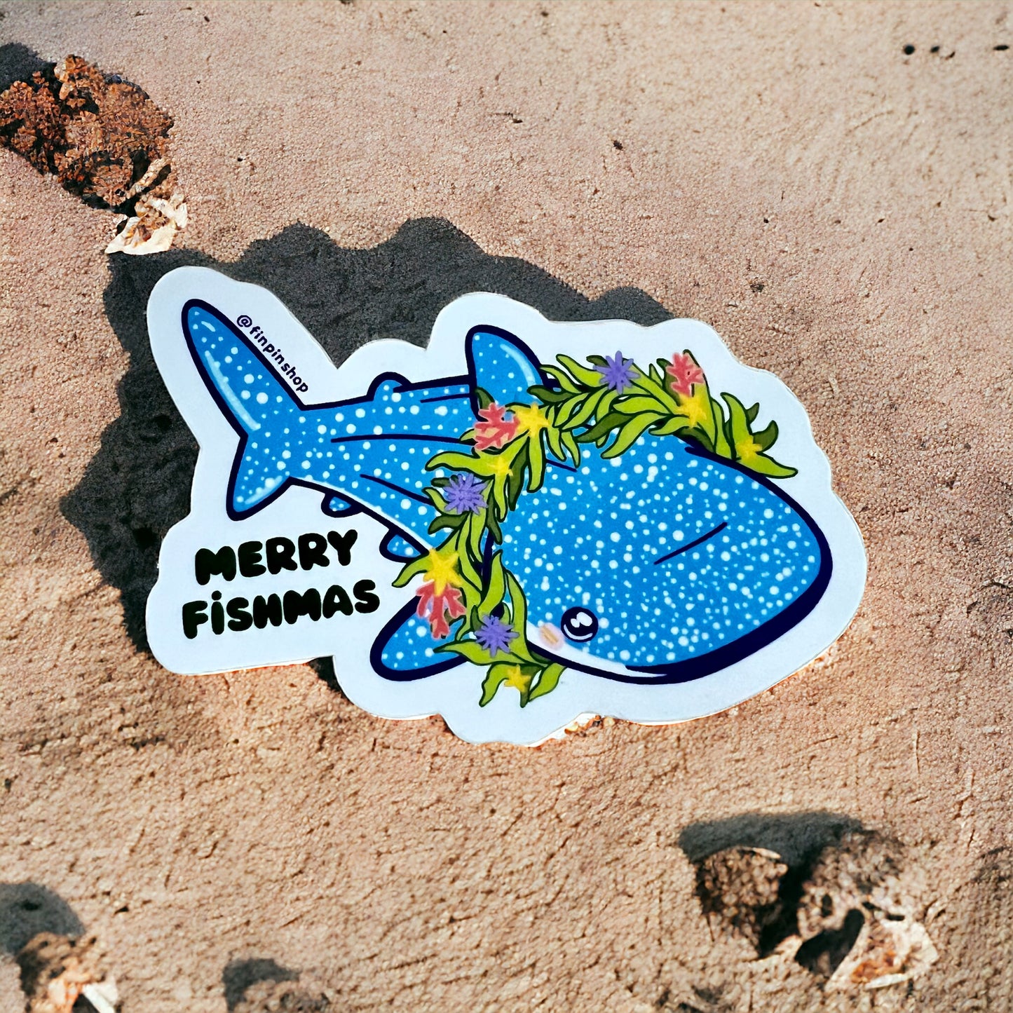 Merry Fishmas Whale Shark Sticker