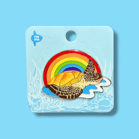 Loggerhead rainbow enamel pin
