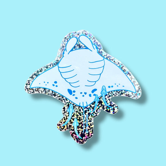 May 2025 Patreon • Manta ray and remora sticker