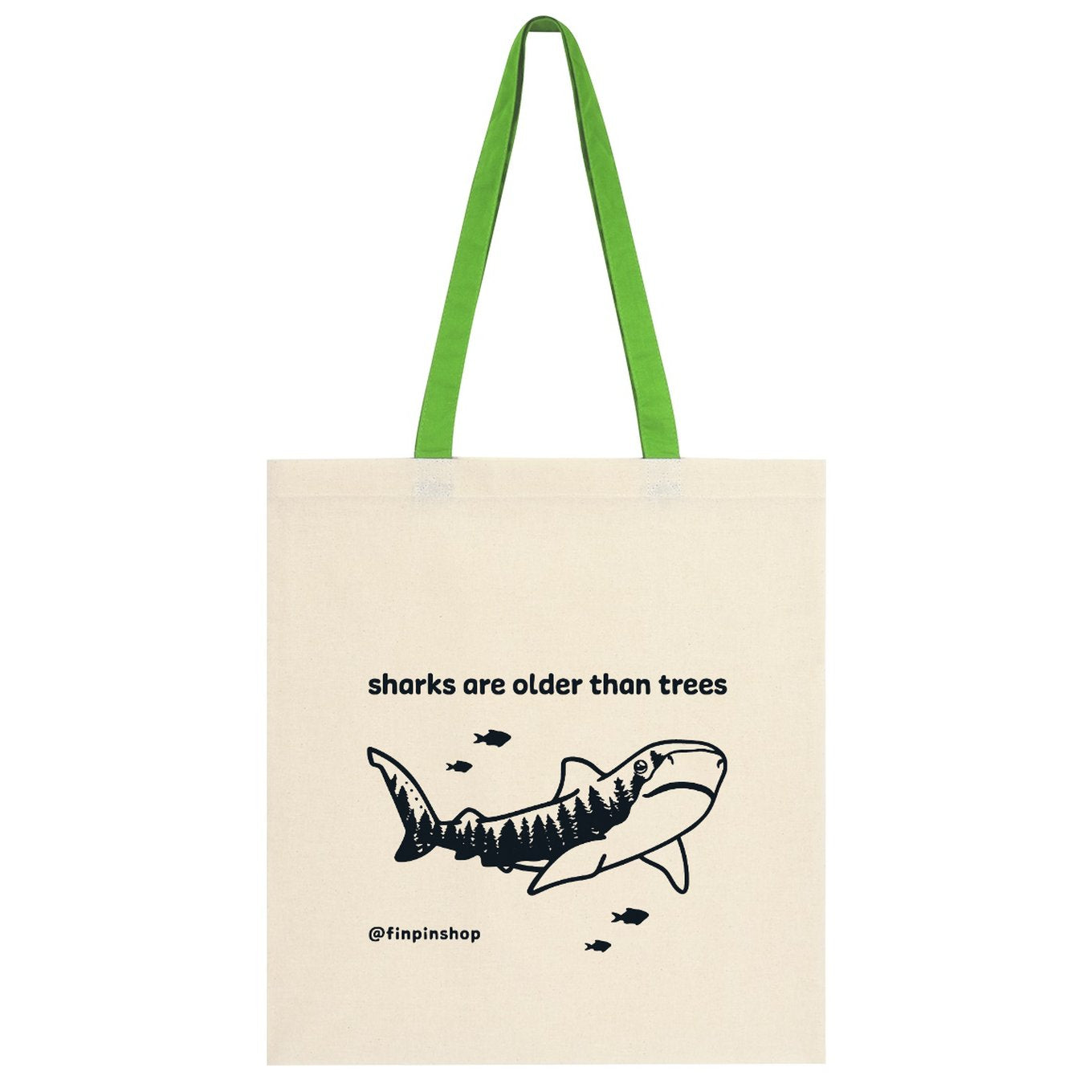 Cotton canvas shark tote bag