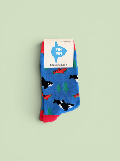Orca and salmon socks (Unisex)