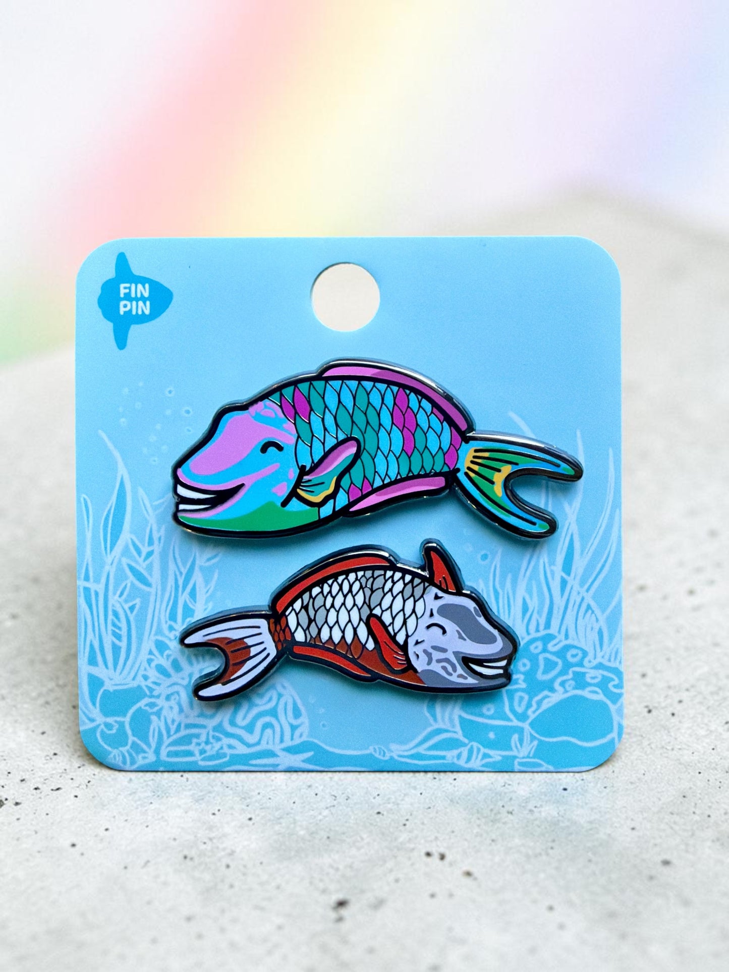 Parrotfish enamel pin set