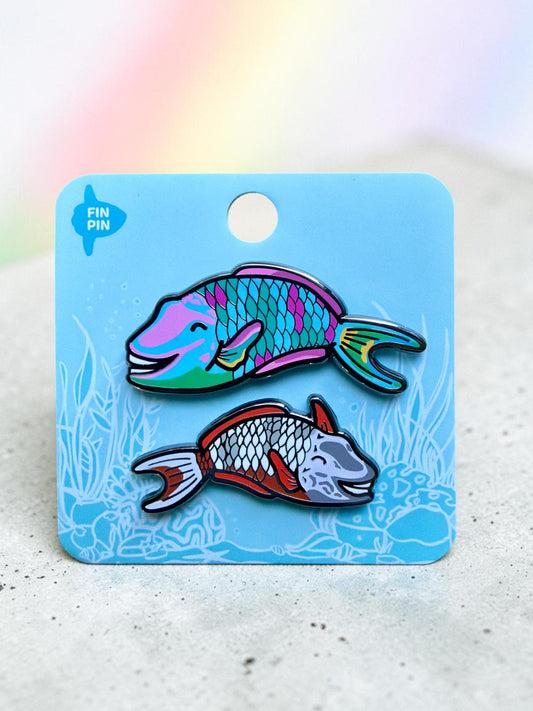 Parrotfish enamel pin set