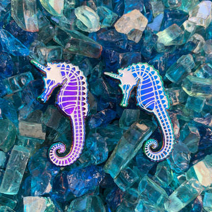 Seahorse Unicorn Skeleton Enamel Pin Skelepin