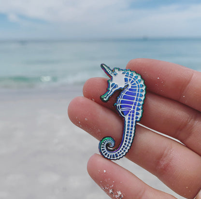 Seahorse Unicorn Skeleton Enamel Pin Skelepin